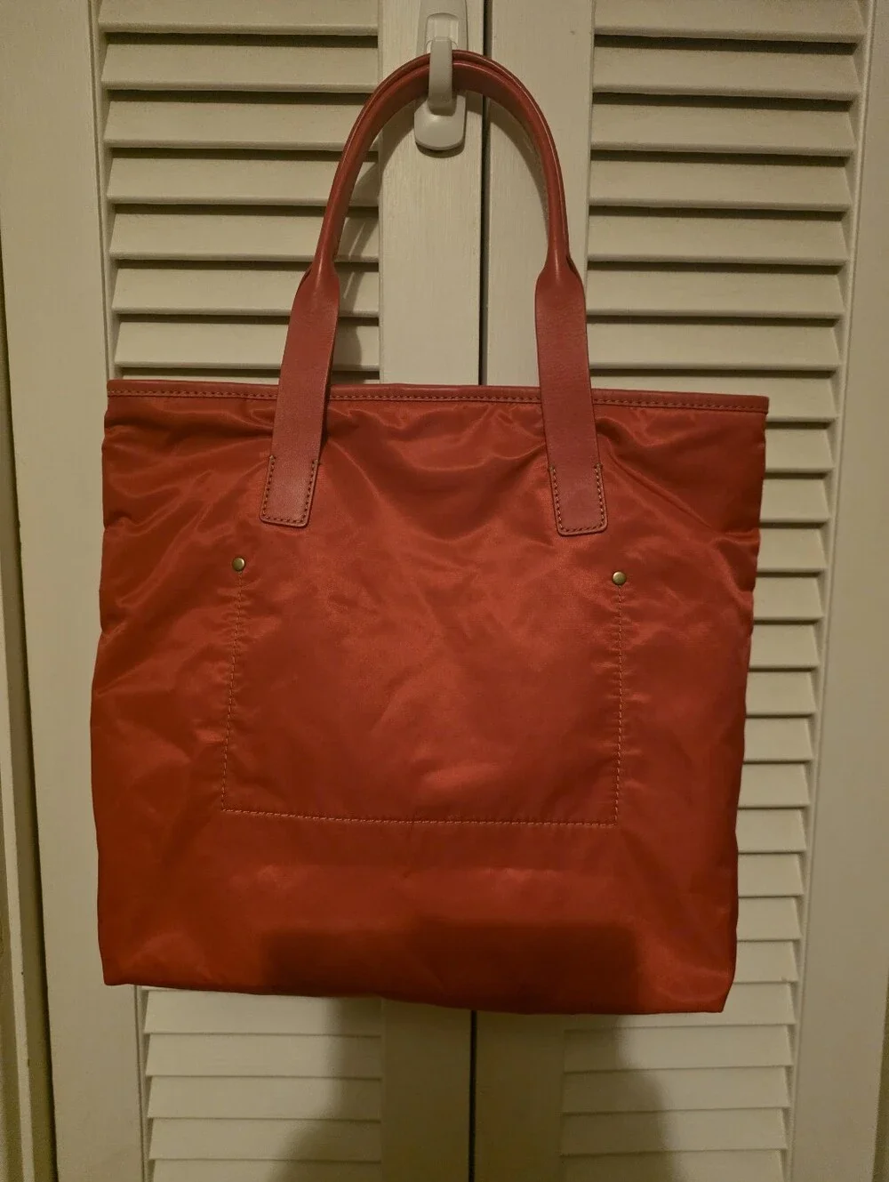 J. Crew Red Nylon Tote with Leather Handles - Like New!!!!!
